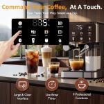 SUNVIVI Espresso Machine with Cold Brew, All-in-one Iced Coffee Maker with Automatic Milk Frother, LED Touchscreen, 51OZ Water Tank, Pressure Coffee Machine for Latte, Cappucinno, Self-clean, Black