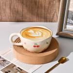 Koythin Ceramic Coffee Mug, Handmade Hot Chocolate Mugs, Cute Cup for Girl Women, Aesthetic Tea Milk Cup with Handle, 8.5 oz/250 ml for Latte, Cocoa, Office, Home (Rose Blue Flower)