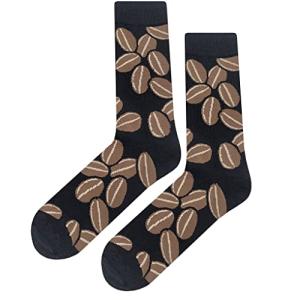 SockFly Coffee Bean Dress Socks Funny Novelty Crazy Fun Design Men Size 8-12 Cotton Casual Crew Colorful Funky Fancy Socks Gift for Men