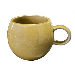 XINRRY 16 oz Large Ceramic Coffee Mug, Lead-Free Big Round Coffee Cup with Handle, Vintage Tea Cup for Home Office, Microwave & Dishwasher Safe, Yellow