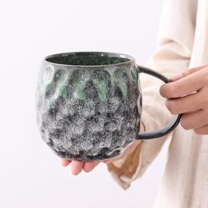 Mochachaju 20oz Large handle Ceramic Coffee Mug, Handmade Glaze Color Changing Mug with Easy-Grip Handle, Unique Handcrafted Tea Cup for Home, Office, Gift Giving (cyan)