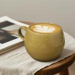 XINRRY 16 oz Large Ceramic Coffee Mug, Lead-Free Big Round Coffee Cup with Handle, Vintage Tea Cup for Home Office, Microwave & Dishwasher Safe, Yellow