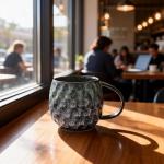 Mochachaju 20oz Large handle Ceramic Coffee Mug, Handmade Glaze Color Changing Mug with Easy-Grip Handle, Unique Handcrafted Tea Cup for Home, Office, Gift Giving (cyan)