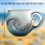 Sea Glass Wave Mug, 300ml Handblown Ocean-Inspired Coffee Cup, Unique Handcrafted Ceramic Mug With Ocean Wave Design, Perfect For Morning Coffee, Tea, And Gift Giving