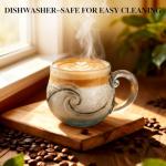 Sea Glass Wave Mug, 300ml Handblown Ocean-Inspired Coffee Cup, Unique Handcrafted Ceramic Mug With Ocean Wave Design, Perfect For Morning Coffee, Tea, And Gift Giving