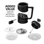 OVENTE French Press Coffee Maker 34 Ounce with Heat Resistant Borosilicate Glass & Stainless Steel 4-Level Filtration System, Portable Cold Brew Coffee Maker for Travel, Camping or Gift, Black FPW34B