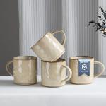 HaWare 14OZ Coffee Mugs Set of 4, Stoneware Coffee Cups with Handle, Latte Mug for Man, Woman, Dad, Mom, Modern Tea Mugs for Latte/Cappuccino/Cocoa/Milk, Dishwasher& Microwave Safe, Saturn Khaki