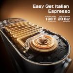 atatix Espresso Machine Upgrade, 20 Bar Compact Espresso Coffee Machine with Milk Frother, Stainless Steel Coffee Maker with 44oz Removable Water Tank & Fast Heat System for Cappuccino, Latte