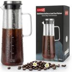 GWNF Cold Brew Coffee Maker & Ice Tea Maker, 1.4L/48oz Cold Brew Pither, Borosilicate Glass Carafe with Stainless Steel Filter, Airtight Lid, Dishwasher Safe, Easy to Use | Mannual & Brush Included