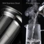 GWNF Cold Brew Coffee Maker & Ice Tea Maker, 1.4L/48oz Cold Brew Pither, Borosilicate Glass Carafe with Stainless Steel Filter, Airtight Lid, Dishwasher Safe, Easy to Use | Mannual & Brush Included