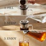 GWNF Cold Brew Coffee Maker & Ice Tea Maker, 1.4L/48oz Cold Brew Pither, Borosilicate Glass Carafe with Stainless Steel Filter, Airtight Lid, Dishwasher Safe, Easy to Use | Mannual & Brush Included