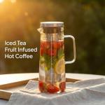 GWNF Cold Brew Coffee Maker & Ice Tea Maker, 1.4L/48oz Cold Brew Pither, Borosilicate Glass Carafe with Stainless Steel Filter, Airtight Lid, Dishwasher Safe, Easy to Use | Mannual & Brush Included