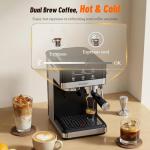 Hausmojo Espresso Machine with Grinder, 20Bar Expresso Coffee Machines with Milk Frother, Professional Compact Stainless Steel Coffee Maker for Espresso, Latte & Cappuccino, Perfect for Home Use