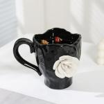 YGTUCE Ceramic Cute Coffee Cups, Handmade Flower Tea Mugs, Gifts for Milk Coffee Tea Lovers 11OZ