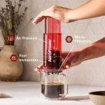 AeroPress Clear Red Coffee Press - All-in-One French Press, Pour-Over & Espresso Style Manual Brewer, 2 Min Brew for Less Bitterness, More Flavor, Small Portable Coffee Maker, Travel & Camping