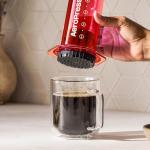 AeroPress Clear Red Coffee Press - All-in-One French Press, Pour-Over & Espresso Style Manual Brewer, 2 Min Brew for Less Bitterness, More Flavor, Small Portable Coffee Maker, Travel & Camping