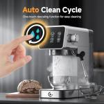 COFIBREWS 20 Bar Espresso Coffee Machine with LED Touch Screen, Espresso Maker with Self-Cleaning Function & Milk Frother, Compact Cappuccino & Latte Maker for Home and Office
