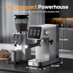 COFIBREWS 20 Bar Espresso Coffee Machine with LED Touch Screen, Espresso Maker with Self-Cleaning Function & Milk Frother, Compact Cappuccino & Latte Maker for Home and Office