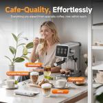 COFIBREWS 20 Bar Espresso Coffee Machine with LED Touch Screen, Espresso Maker with Self-Cleaning Function & Milk Frother, Compact Cappuccino & Latte Maker for Home and Office