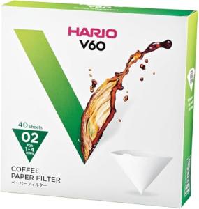 Hario V60 Paper Coffee Filter, Size 02, White, 40ct Box