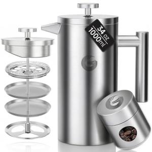 Insulated Stainless Steel French Press Coffee Maker