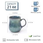 HYTYSKAR 21 oz Large Ceramic Coffee Mugs, Pottery Mug Handmade, Ceramic Tea Cups with Handle for Office and Home, Dishwasher and Microwave Safe (Green)
