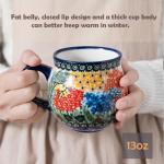 ALMA 12oz Handmade Coffee Mug, Ceramic Hand Warmer Mug, Microwave and Dishwasher Safe, flower mug(Spring Splendor,Medium)