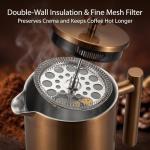 YJX 34oz Coffee Maker, Stainless Steel French Press, 1 Liter Camping Coffee Pot, Tea Maker, 34 Ounce Travel Coffee Presses, Heat Resistant Double Insulated (Coppery)