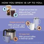 Hamilton Beach FlexBrew Advanced 5-in-1 Thermal Programmable 12 Cup Drip and Single Serve Hot & Iced Coffee Maker, Movable 60oz. Water Reservoir, Use Pod Packs and Grounds, Fast Brewing, Black (49929)