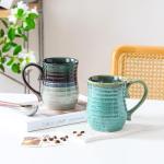 masoline 21 oz Large Ceramic Coffee Mugs, Handmade Cup with Large Handle, Big Tea and Coffee Cups for Office and Home, Microwave and Dishwasher Safe (Crystal Green)