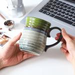 masoline 21 oz Large Ceramic Coffee Mugs, Handmade Cup with Large Handle, Big Tea and Coffee Cups for Office and Home, Microwave and Dishwasher Safe (Crystal Green)