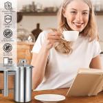 Small French Press Coffee Maker 1 Cup - 12oz/350ml Single Cup Metal French Press(1 Cup), Stainless Steel Double Wall Insulated Coffee & Tea Maker w/ 3 Extra Screens + 1 Spoon (Silver), Dishwasher Safe