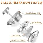 Small French Press Coffee Maker 1 Cup - 12oz/350ml Single Cup Metal French Press(1 Cup), Stainless Steel Double Wall Insulated Coffee & Tea Maker w/ 3 Extra Screens + 1 Spoon (Silver), Dishwasher Safe