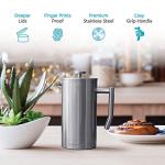 Belwares French Press Coffee Maker 34oz - 304 Stainless Steel Insulated Coffee Press, Double-Wall Heat Resistant Design with 4-Level Filtration System, Rust-Free & Dishwasher Safe (1.5 Liter), Silver