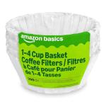 Amazon Basics Basket Coffee Filters for 1-4 Cup Coffee Makers, White, 200 Count