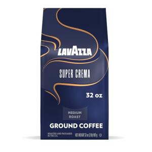 Lavazza Super Crema Ground Coffee, Medium Roast, Arabica and Robusta Blend, 32 oz Bag (Pack of 1)