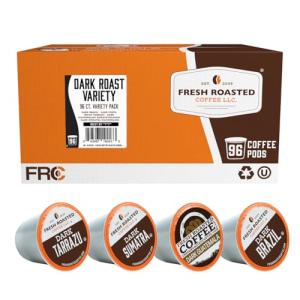 Fresh Roasted Coffee, Dark Roast Variety Pack, K-Cup Compatible, 96 Pods