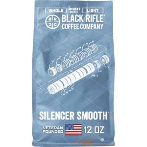 Black Rifle Coffee Company Silencer Smooth, 12oz Bag, Whole Bean Light Roast - Roasted Blend Made from Arabica Beans - Colombian & Brazilian Beans - Veteran Founded & American Made