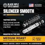 Black Rifle Coffee Company Silencer Smooth, 12oz Bag, Whole Bean Light Roast - Roasted Blend Made from Arabica Beans - Colombian & Brazilian Beans - Veteran Founded & American Made