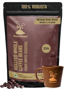 MokkaFarms 250g Whole Roasted Robusta Coffee Beans