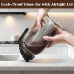 Cold Brew Coffee Maker, 64oz Iced Coffee Tea Pitcher with Stainless Steel Filter & Coffee Mat, 1/2 Gallon Heavy Duty Glass Mason Jar Cold Brew Maker with Pour Spout Handle Lid, 2 Brushes, Leak-Proof