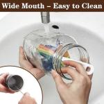 Cold Brew Coffee Maker, 64oz Iced Coffee Tea Pitcher with Stainless Steel Filter & Coffee Mat, 1/2 Gallon Heavy Duty Glass Mason Jar Cold Brew Maker with Pour Spout Handle Lid, 2 Brushes, Leak-Proof