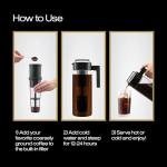 Takeya Glass Cold Brew Coffee Maker for Iced Coffee, Airtight Pitcher, Premium Quality, 2 Quart, Black Lid and Handle