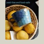 Small 10oz Retro Vintage Japanese Style Handmade Ceramic Tea Cup with Handle, Lead-Free Reactive Glaze Artisanal Coffee Mug, Comfortable handle Handmade Pottery Tea Mug for office and home,Blue