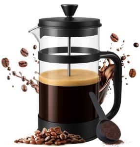 Utopia Kitchen 12 Ounce 0.35 Liter French Press Coffee Maker, Tea Maker, Travel Coffee Presses, Heat Resistant Thickened Borosilicate Coffee Pot for Camping Travel Gifts, Black Pack of 1
