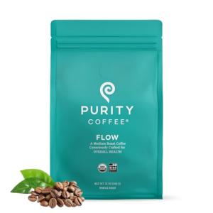 Purity Coffee FLOW Medium Roast Organic Coffee - USDA Certified Organic Specialty Grade Arabica Whole Bean Coffee - Third Party Tested for Mold, Mycotoxins and Pesticides - 12 oz Bag