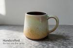 Avsunela Handcrafted Ceramic Coffee Mug, Mint Blue and Pink, Textured Surface, Modern Design
