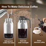 Cold Brew Coffee Maker - 64 Oz Heavy-Duty Glass Mason Jar Pitcher with Stainless Steel Filter, Leak-Proof Lid, Ergonomic Handle & Precision Pour Spout – Ideal for Iced Coffee, Tea, Cold Brew (Black)