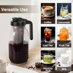 Cold Brew Coffee Maker - 64 Oz Heavy-Duty Glass Mason Jar Pitcher with Stainless Steel Filter, Leak-Proof Lid, Ergonomic Handle & Precision Pour Spout – Ideal for Iced Coffee, Tea, Cold Brew (Black)