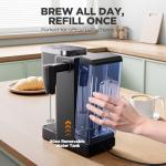 Tastyle Single Serve Coffee Maker with Detachable Milk Frother, Iced and Hot Coffee Machine for K Cup & Grounds, 40oz Removable Water Reservoir, 6 Brew Sizes, Fits 7.3" Travel Mug, Black